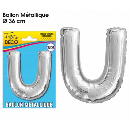 Ballon lettre- U- argenté métallique